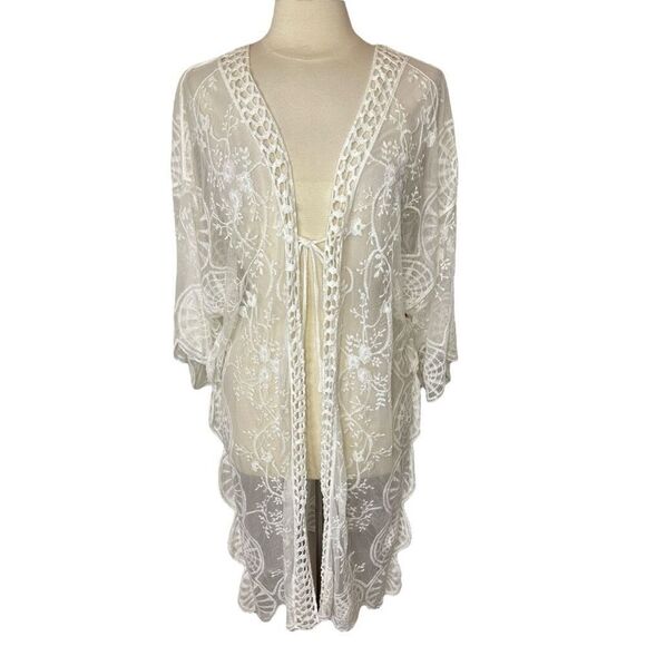 CAL STYLE Boutique Lace Embroidered Kimono, Large - Picture 3 of 13